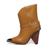 Isabel Marant Inspired Silver Toe Cowboy Ankle Boots