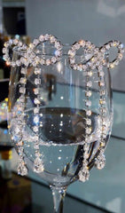 RHINESTONE BOW CHAIN EARRINGS