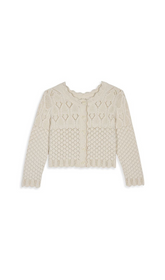 COTTON CROPPED OPEN KNIT CARDIGAN