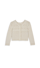 COTTON CROPPED OPEN KNIT CARDIGAN