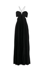 STRAP CUTOUT PLEATED MIDI DRESS