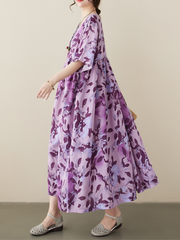 Wonder Cotton Round Neck Floral Smock Dress