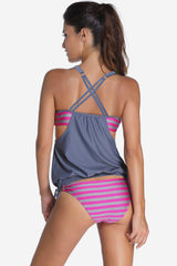 Striped Swimsuit With Double Layer Lining