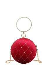 CIRCLE RHINESTONE VELVET CLUTCH