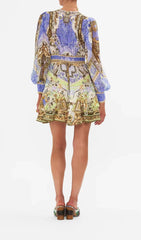 BUTTON FRONT FRILL DRESS GILDED