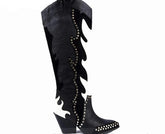 Black & White Studded Cowboy Western Boots