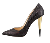 Black High Heel Gold Stiletto Pumps