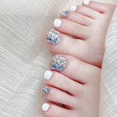 Ivory Ice Toe Press-on Nails