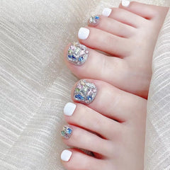 Ivory Ice Toe Press-on Nails