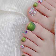 Green Lush Toe Press-on Nails
