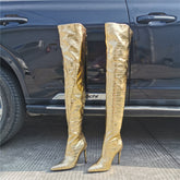 Gold Over The Knee High Boots