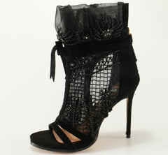Black Crystal High Heel Boots