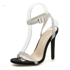 Silver Chain Crystal Sandals