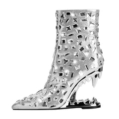 Diamond Teeth Heel Boots