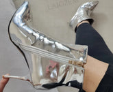 Silver Metallic Mirror Boot Inspired by Zanotti