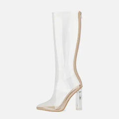 Clear PVC Knee High Boots