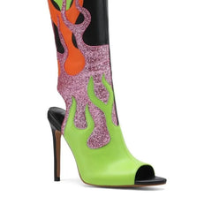 Flame Knee High Stiletto Boots