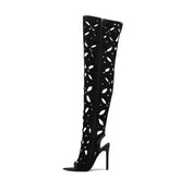 Flame Knee High Stiletto Boots