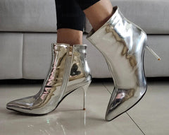 Silver Metallic Mirror Boot Inspired by Zanotti