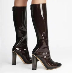 Clear PVC Knee High Boots