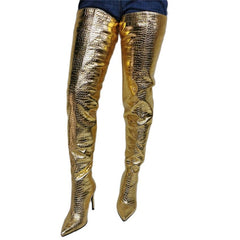 Gold Over The Knee High Boots
