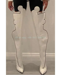 Thigh High Leather Stiletto High Heel Boots