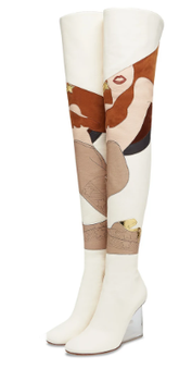 Clearance - Fendi Inspired White Thigh High Boots