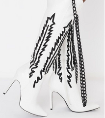 Embossed Knee-high Boots