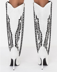 Embossed Knee-high Boots
