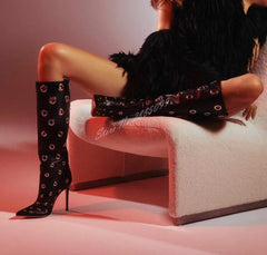 Gianvito Rossi Inspired Metal Hole Boots