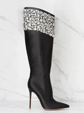 Diamond Black Knee High Boots