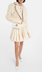TWEED CROPPED SKIRT WITH PLATED IN LVORY