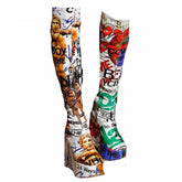 Vintage Printed Knee-High Boots