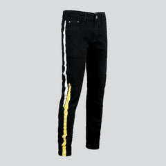 Yellow white bands men's jeans