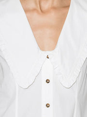 WHITE OVERSIZED COLLAR COTTON BLOUSE