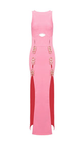 STRAPLESS CUT OUT MAXI DRESS IN PINK