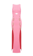 STRAPLESS CUT OUT MAXI DRESS IN PINK