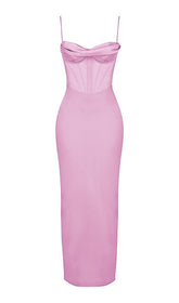 BACKLESS CORSET MAXI DRESS IN PINK