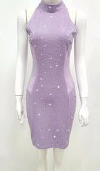 HALTER BODYCON MINI DRESS IN PURPLE
