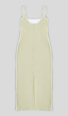 BANDAGE BACKLESS MIDI DRESS IN BUFF