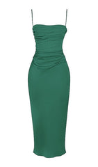 STRAP CORSET MIDI DRESS IN GREEN