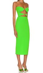 CUT OUT STRAPLESS MIDI DRESS