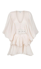 PLUNGED DRAPED MINI DRESS