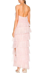 FRINGED BACKLESS MAXI DRESS