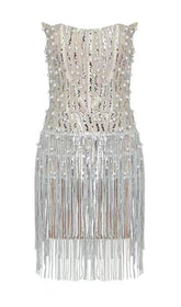 STRAPLESS MIDI DRESS IN WHITE