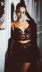 TWO-PIECE LACE BANDAGE MINI DRESS IN BLACK