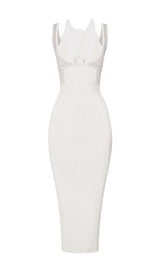 DEEP V MAXI DRESS IN WHITE