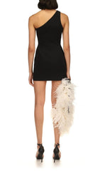 ONE SHOULDER MINI DRESS IN BLACK
