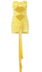 STRAPLESS MINI DRESS IN YELLOW