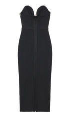 CRYSTAL EMBELLISHED MIDI DRESS IN BIACK